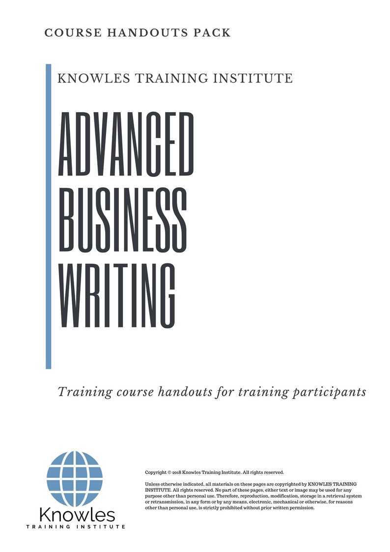 Advanced Business Writing Training Course in India Handouts