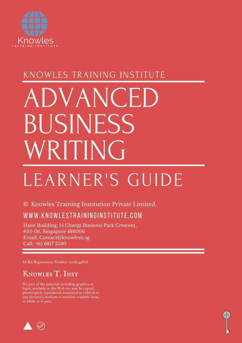 Advanced Business Writing Training Course in India Learner’s Guide