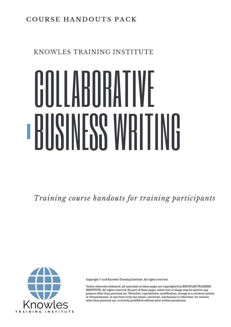 Collaborative Business Writing Course in India Handouts