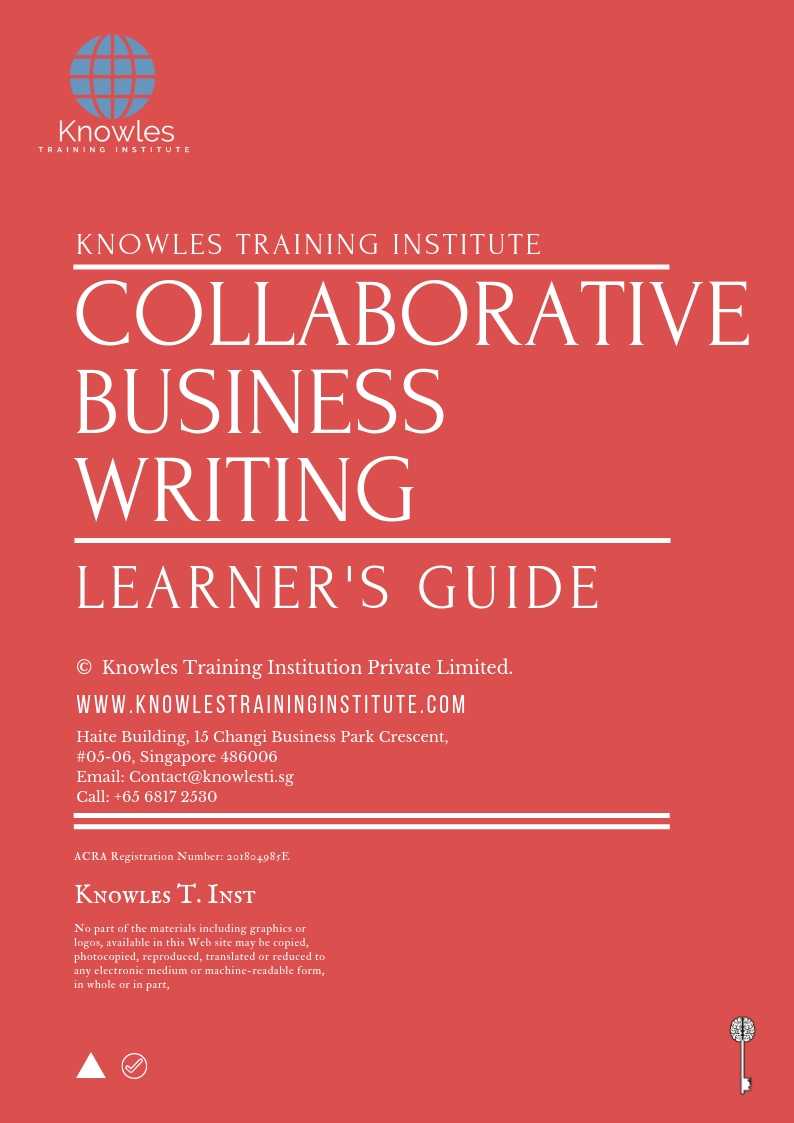 Collaborative Business Writing Course in India Learner’s Guide
