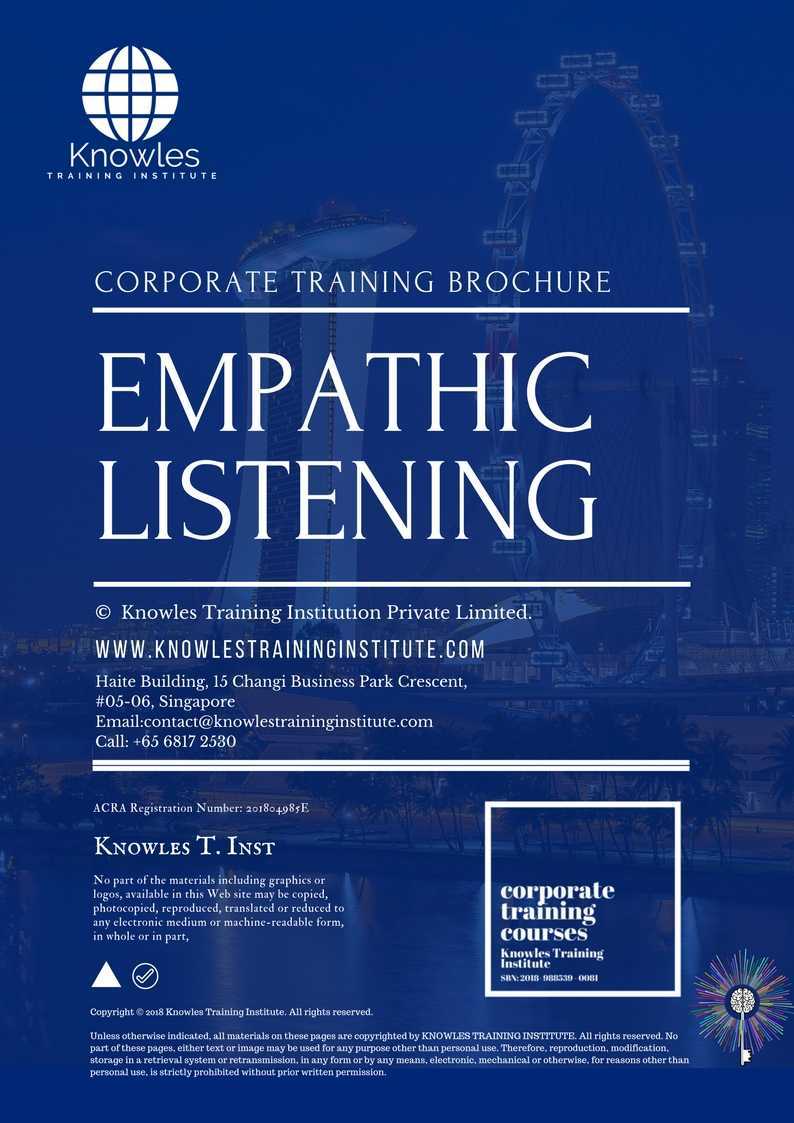 Empathic Listening Training Course in India Brochure