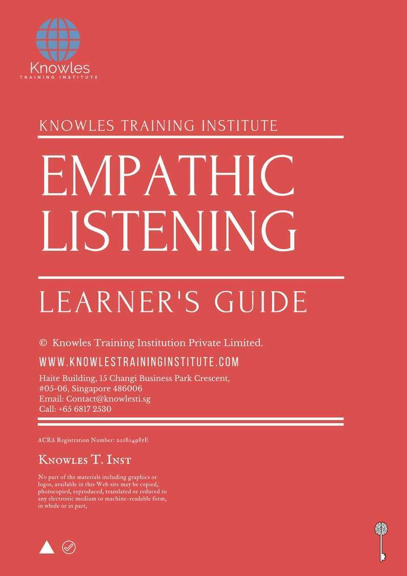 Empathic Listening Training Course in India Learner’s Guide