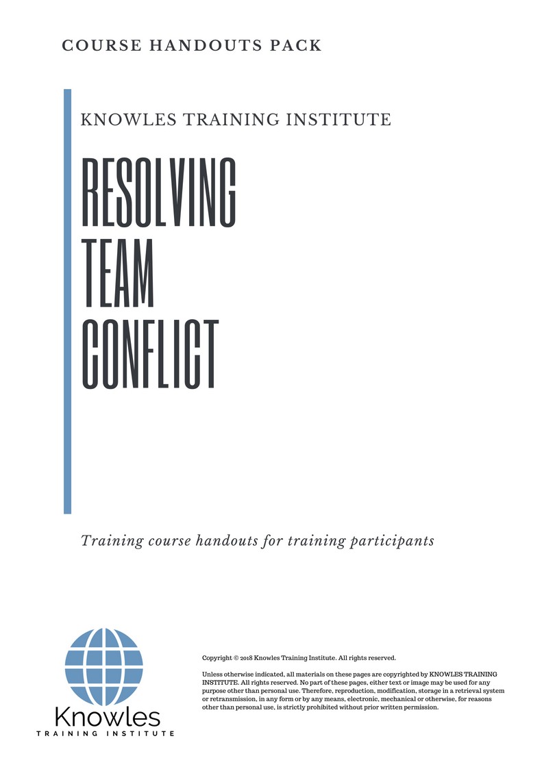 Resolving Team Conflict Course in India Handouts