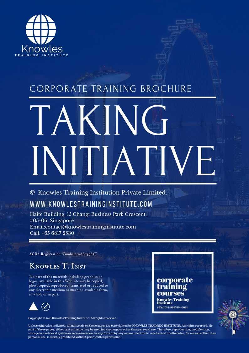 Taking Initiative Training Course in India Brochure