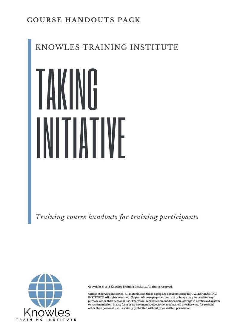 Taking Initiative Training Course in India Handouts