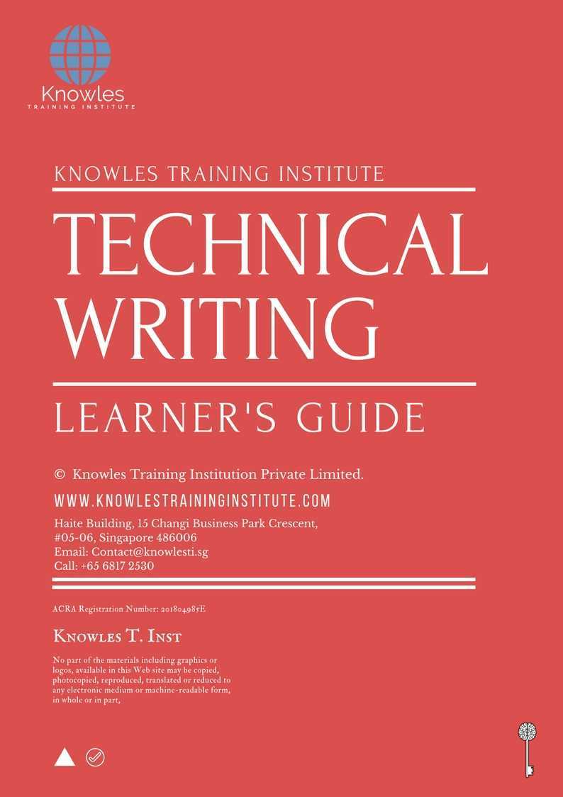 Technical Writing Training Course in India Learner’s Guide