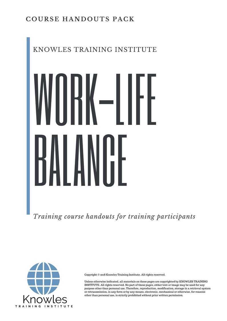 Work-Life Balance Training Course in India Handouts