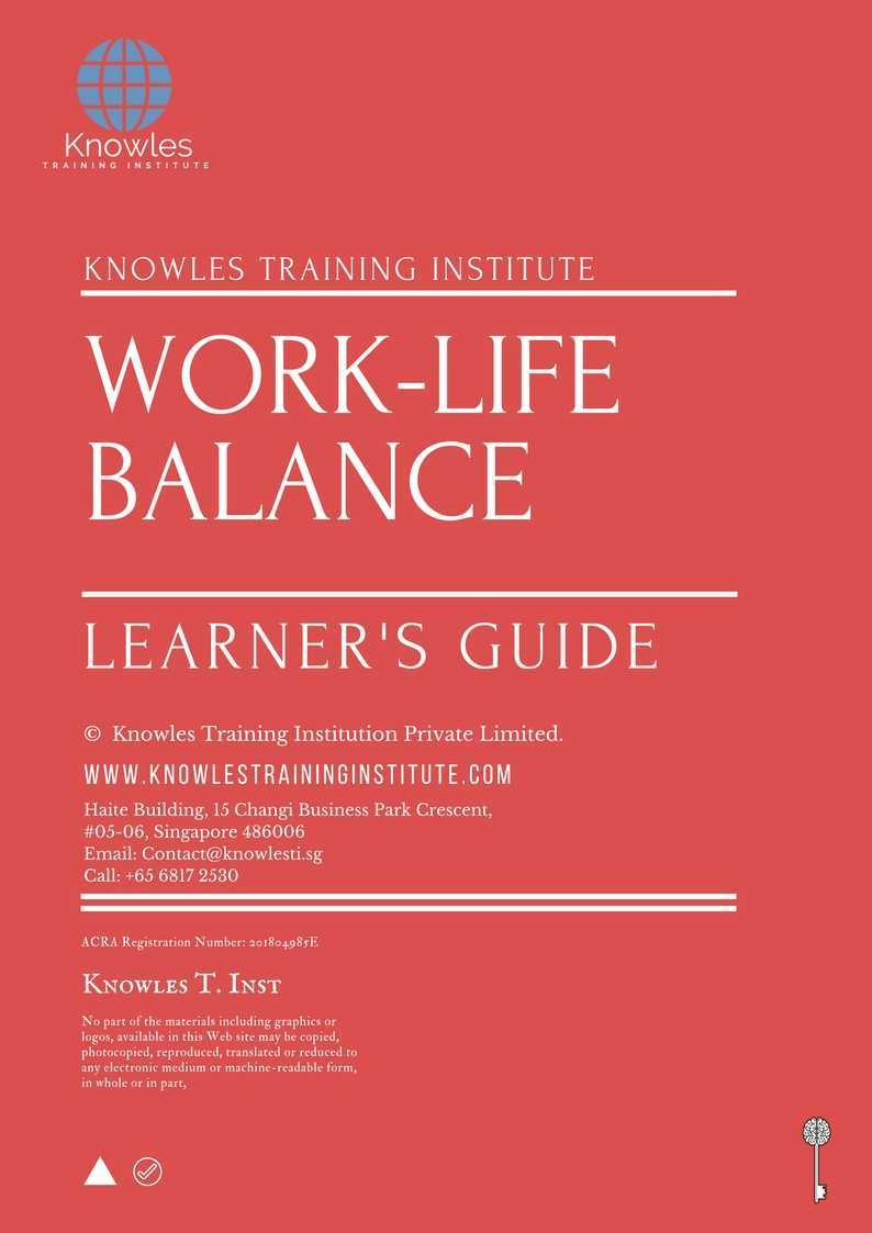 Work-Life Balance Training Course in India Learner’s Guide
