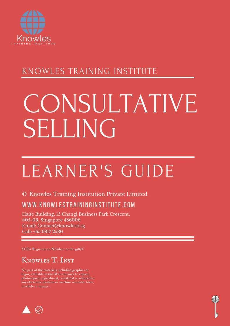 Consultative Selling Training Course in India Learner’s Guide