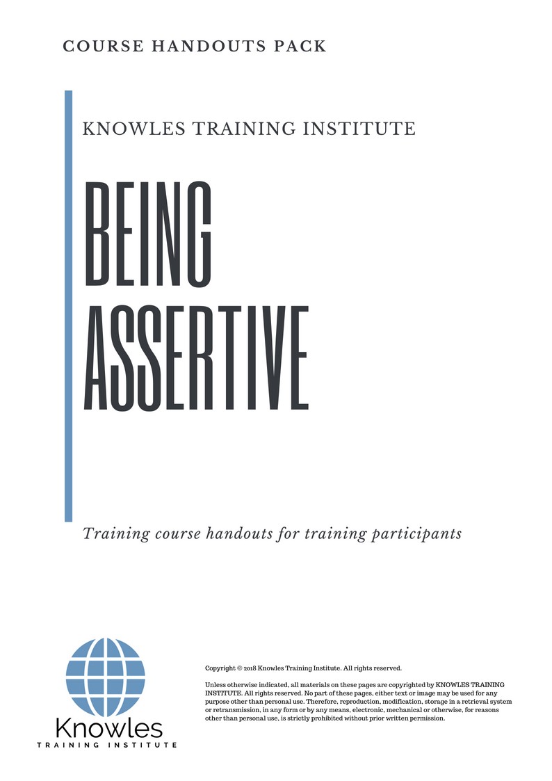 Course Handouts For Being Assertive Training Course in India