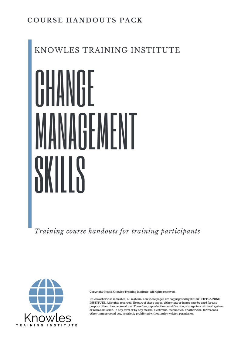 Course Handouts For Change Management Skills Training Course in India