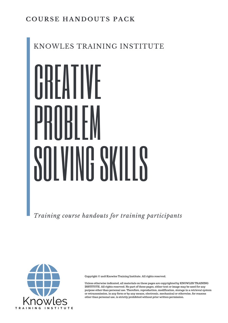 Creative Problem Solving Skills Training Course in India Handouts