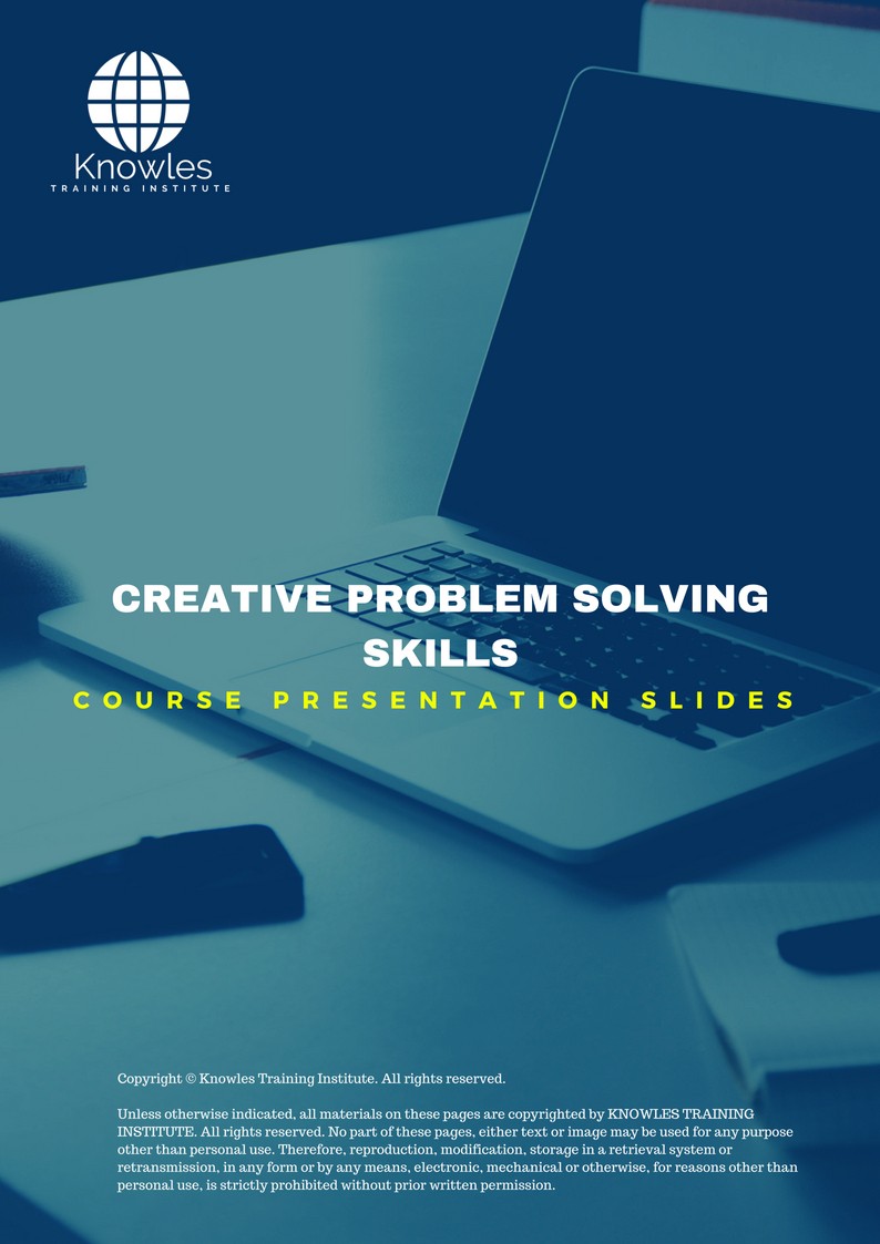 Creative Problem Solving Skills Training Course in India PPT Slides Used During Course