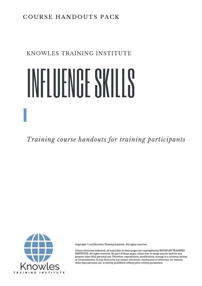 Influence Skills Course in India Handouts
