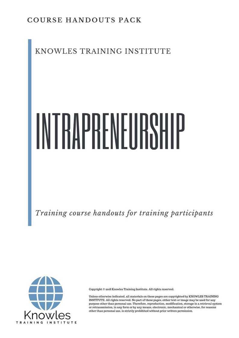 Intrapreneurship Training Course in India Handouts