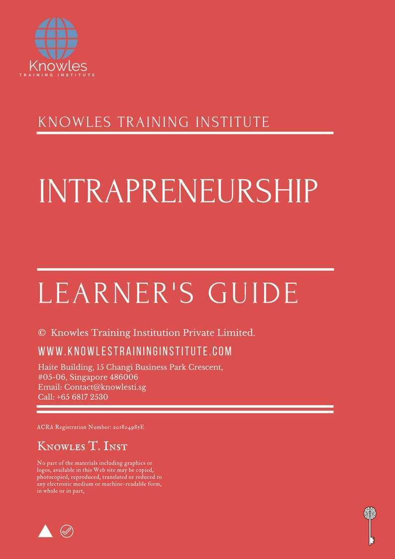 Intrapreneurship Training Course in India Learner’s Guide