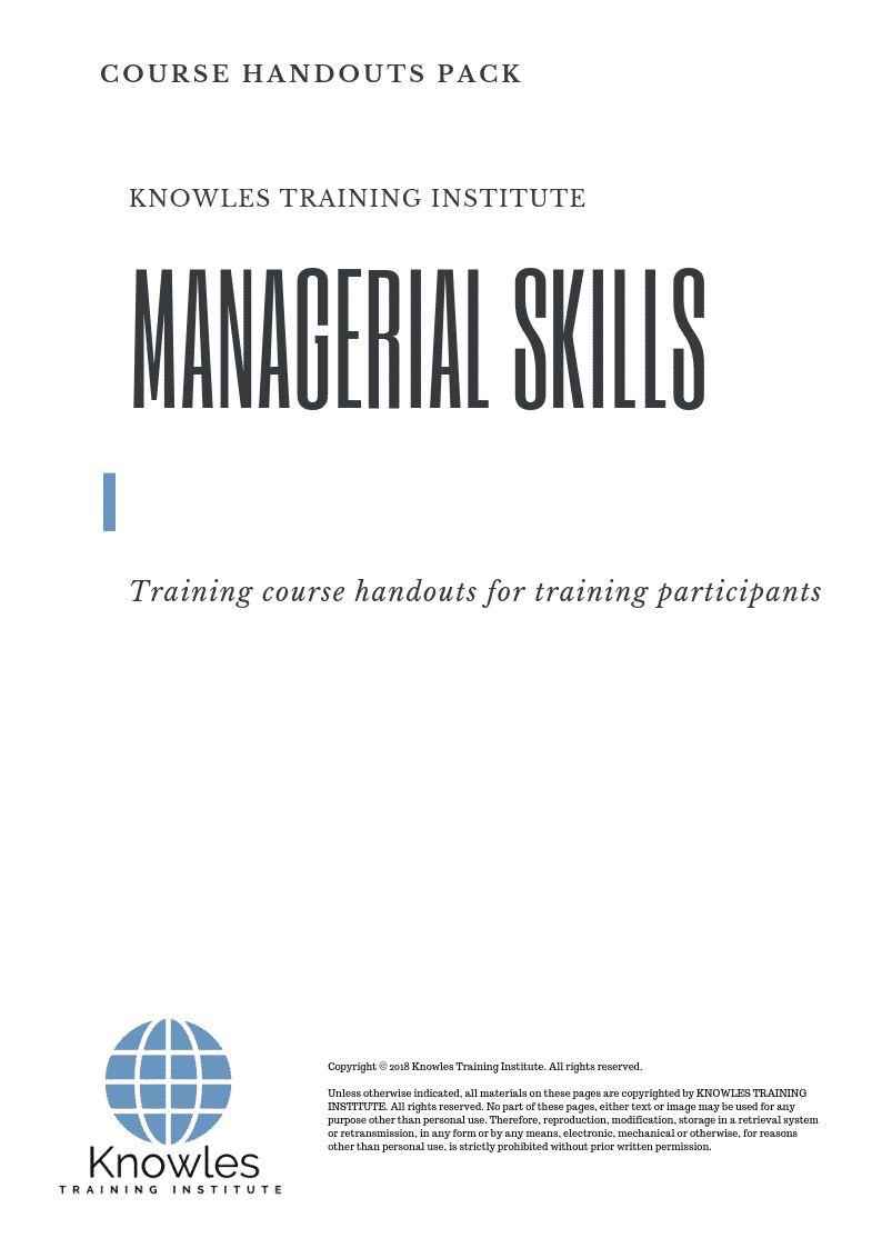 Managerial Skills Training Course in India Handouts