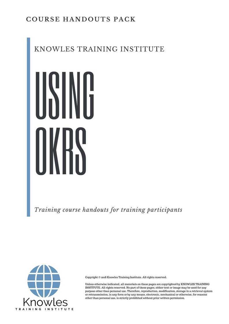 Using Okrs Training Course in India Handouts