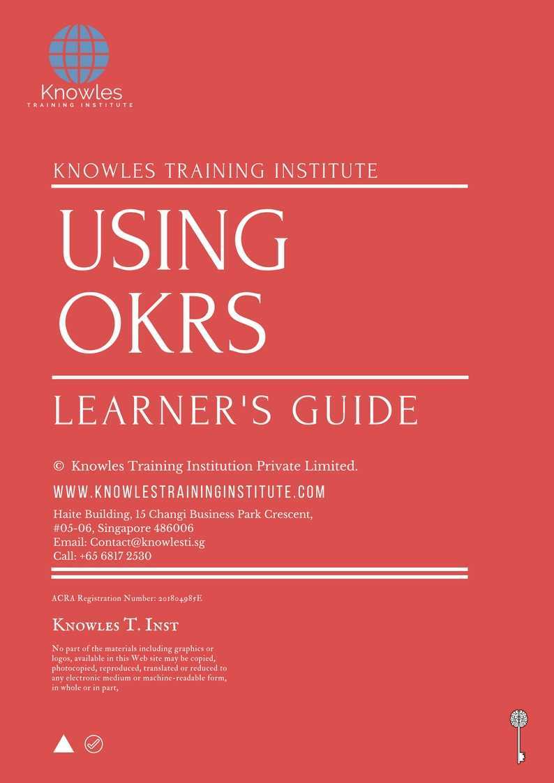 Using Okrs Training Course in India Learner’s Guide
